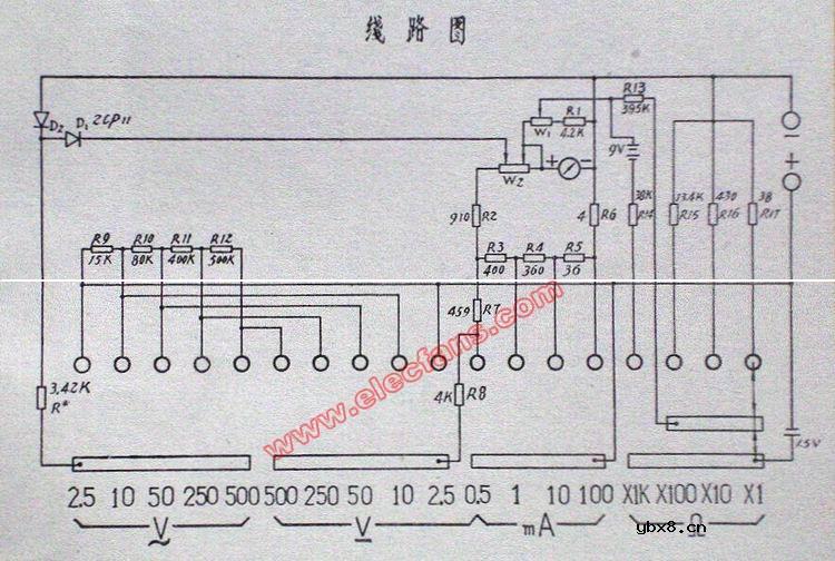 j0411型万用表电路图