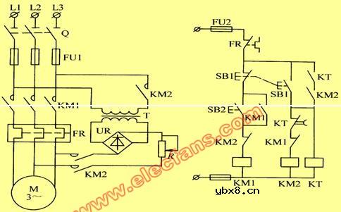 电动机能耗制动的控制线路图(电路)