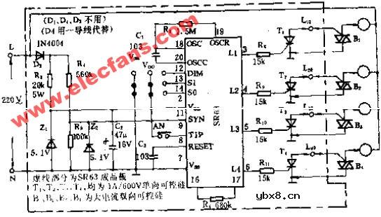 SR63彩灯控制器电路原理图