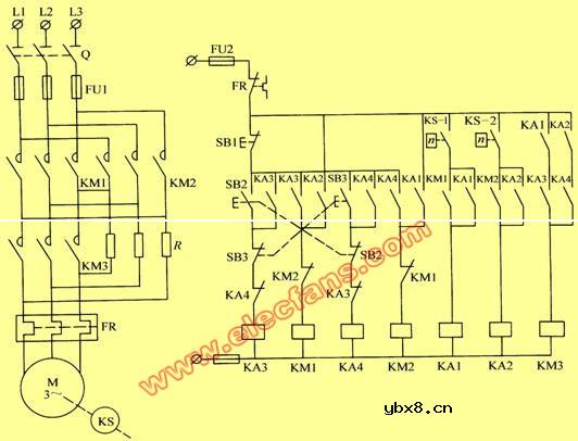 电动机能耗制动的控制线路图(电路)