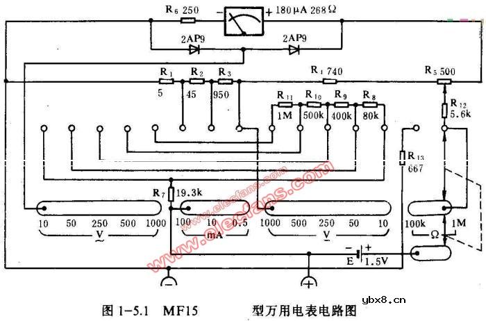 MF15型万用表电路图