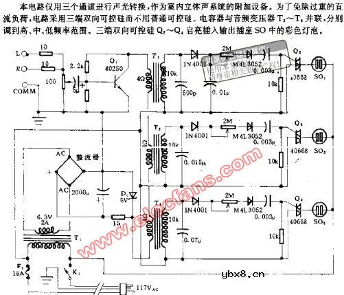 音乐控制彩色灯光电路