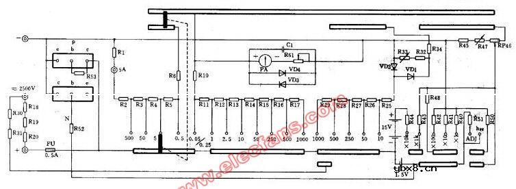 mf47a型万用表电路图