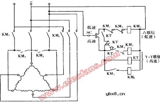 双速电动机调速控制电路图(线路图)