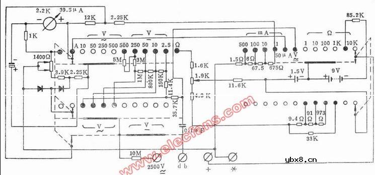 MF96型万用表电路图
