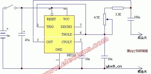 用NE555制作的FBT测试仪电路图