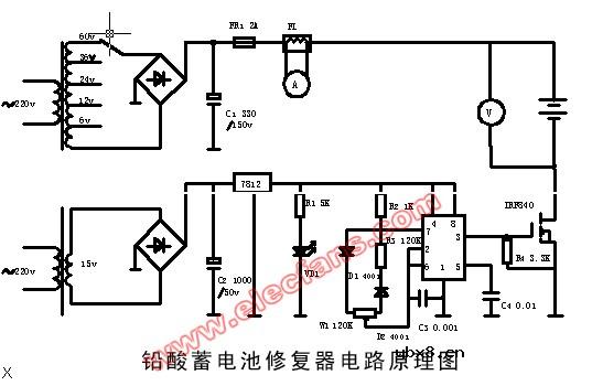 铅酸蓄电池修复器电路原理图