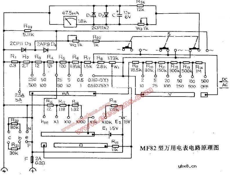 MF82型万用表电路图