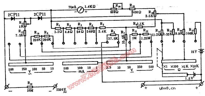 MF26型万用表电路图
