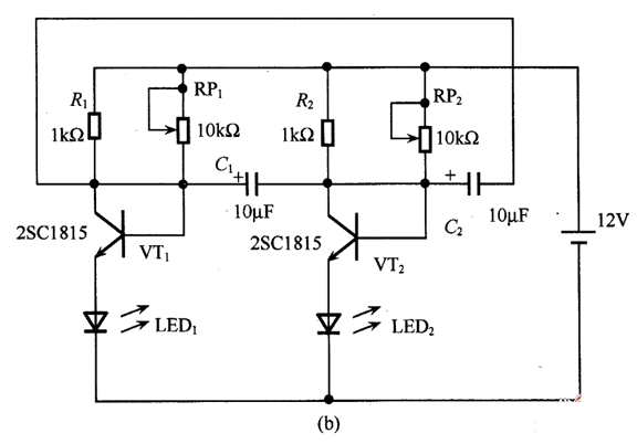 LED闪光电路图LED闪光电路结构工作原理