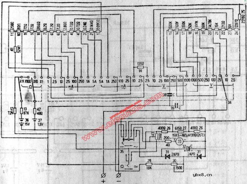 MF14型万用表电路图