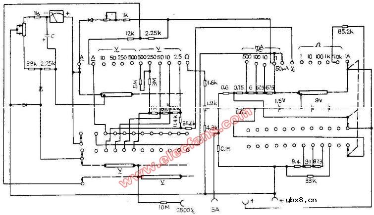 MF62型万用表电路图