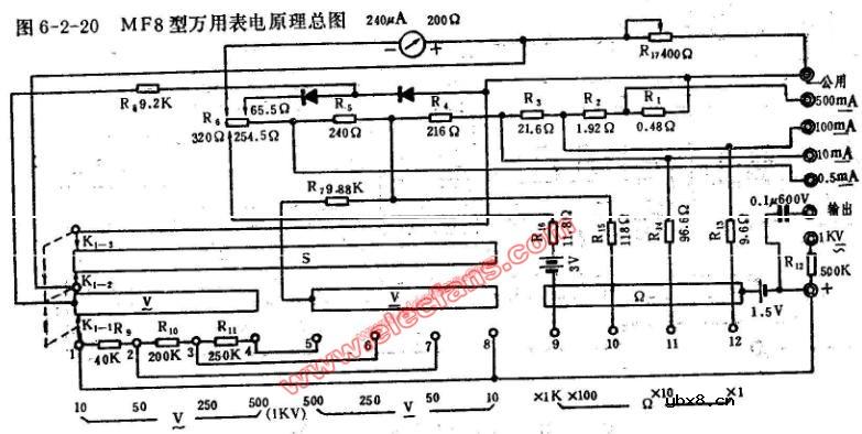 MF8型万用表电路图