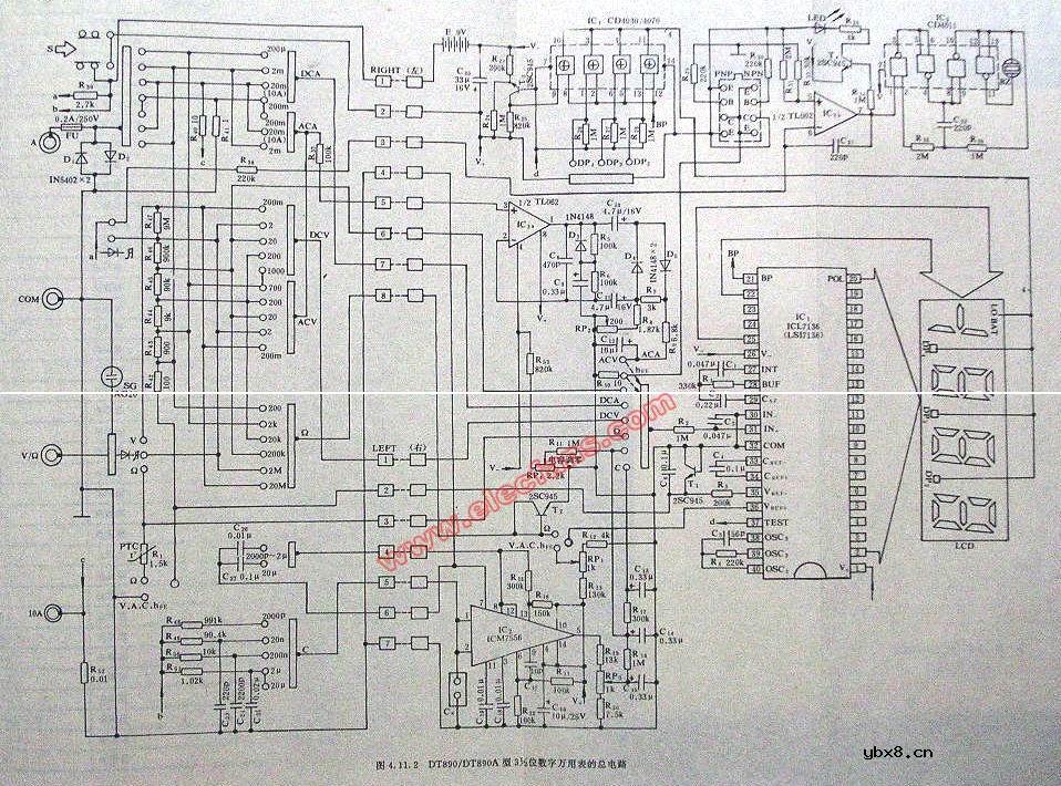 DT890A型数字万用表电路图