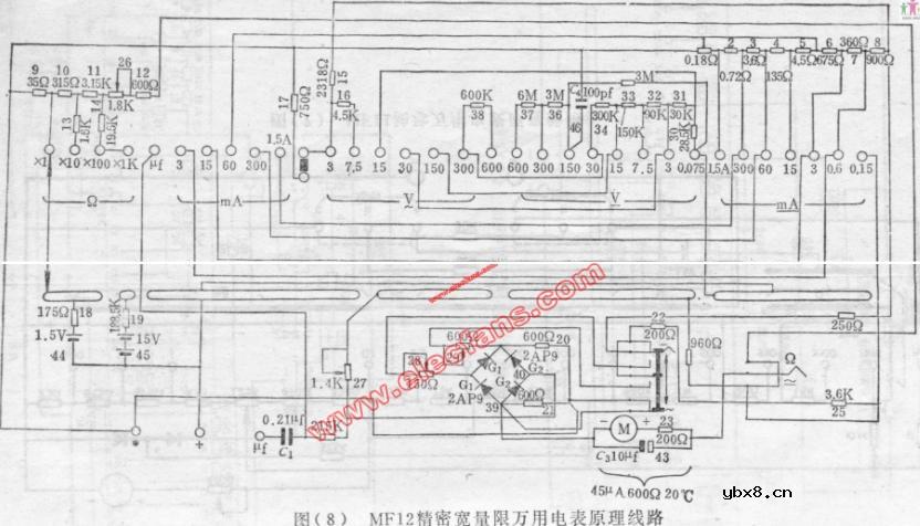 MF12型万用表电路图