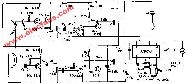YF-71型袖珍立体声单放机电路图