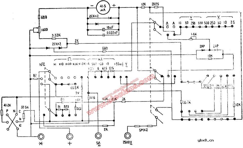 MF500C型万用表电路图