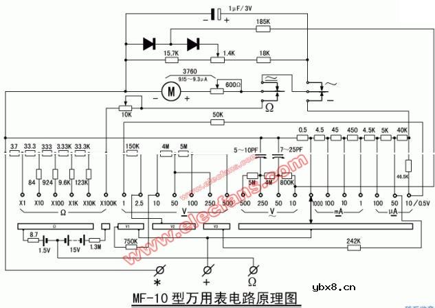 MF10型万用表电路图
