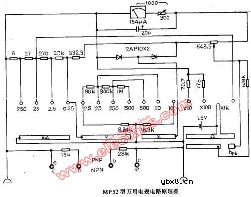 MF52型万用表电路图