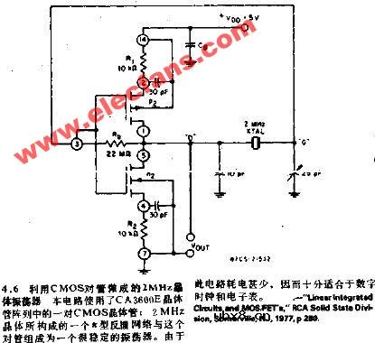 利用CMOS对管做成的2MHZ晶体振荡器电路 利用CMOS对管做成的2MHZ晶体振荡器电路