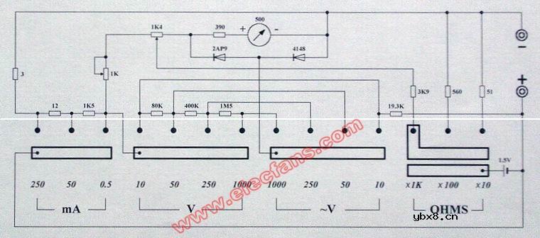 sp110型万用表电路图