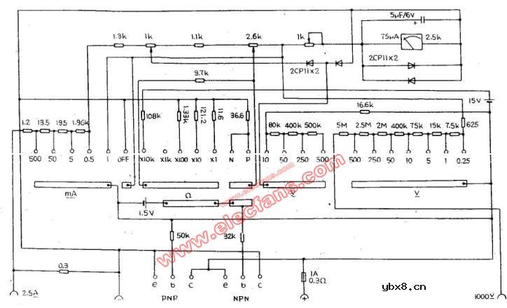 MF68型万用表电路图