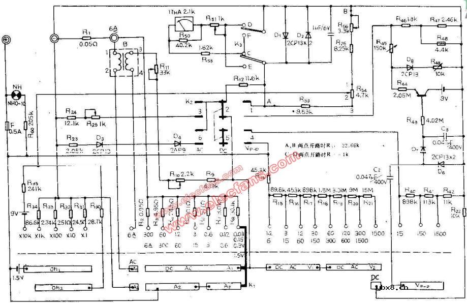 MF67型万用表电路图