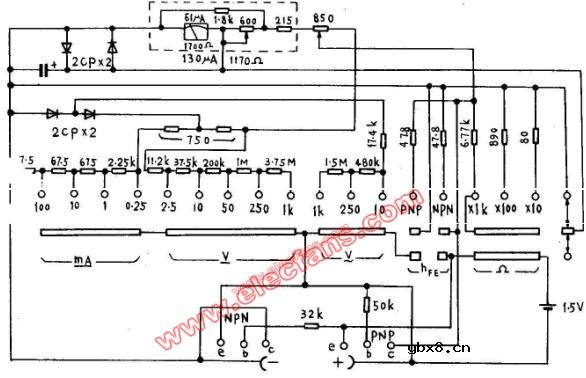 MF50型万用表电路图