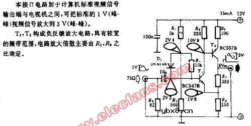 利用黑白电视机作为显示终端的接口电路