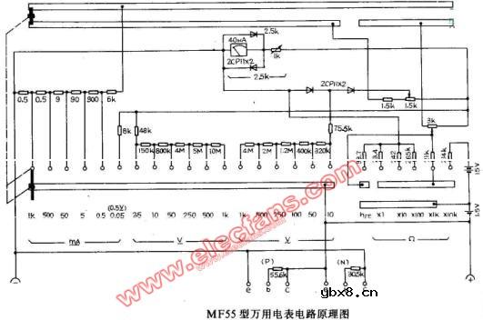MF55型万用表电路图