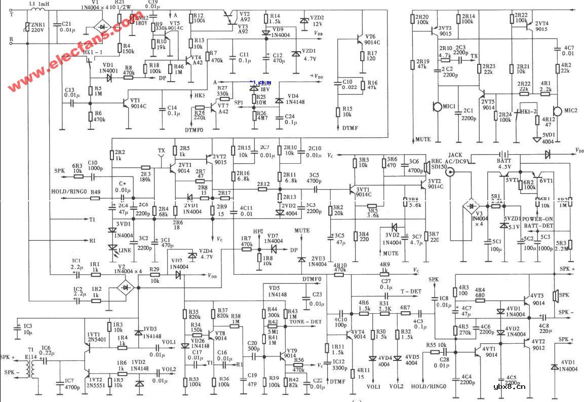 来电显示电话机电路图