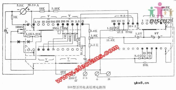 MF500型万用表电路图