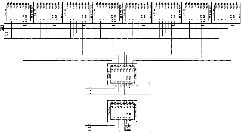 用74LS138级联形成000~1FF的寻址空间电路原理图