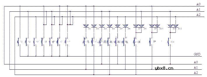 3个IO扫16个按键电路图