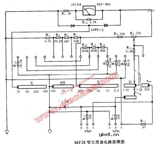 MF28型万用表电路图