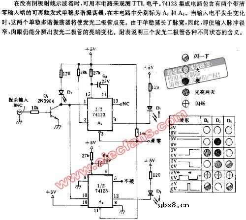 发光二极管显示TTL电平的电路