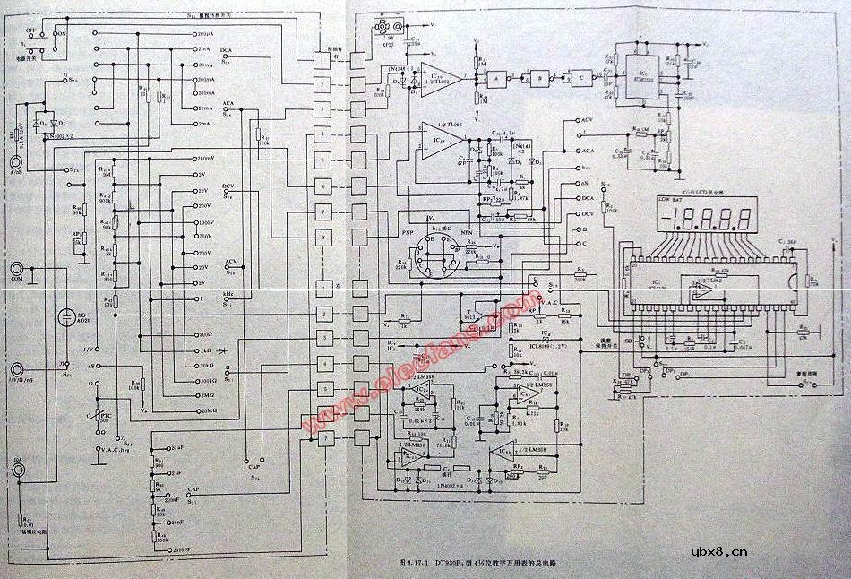 DT930F型4位数字万用表电路图