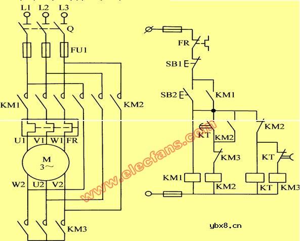 星形三角形降压启动电路