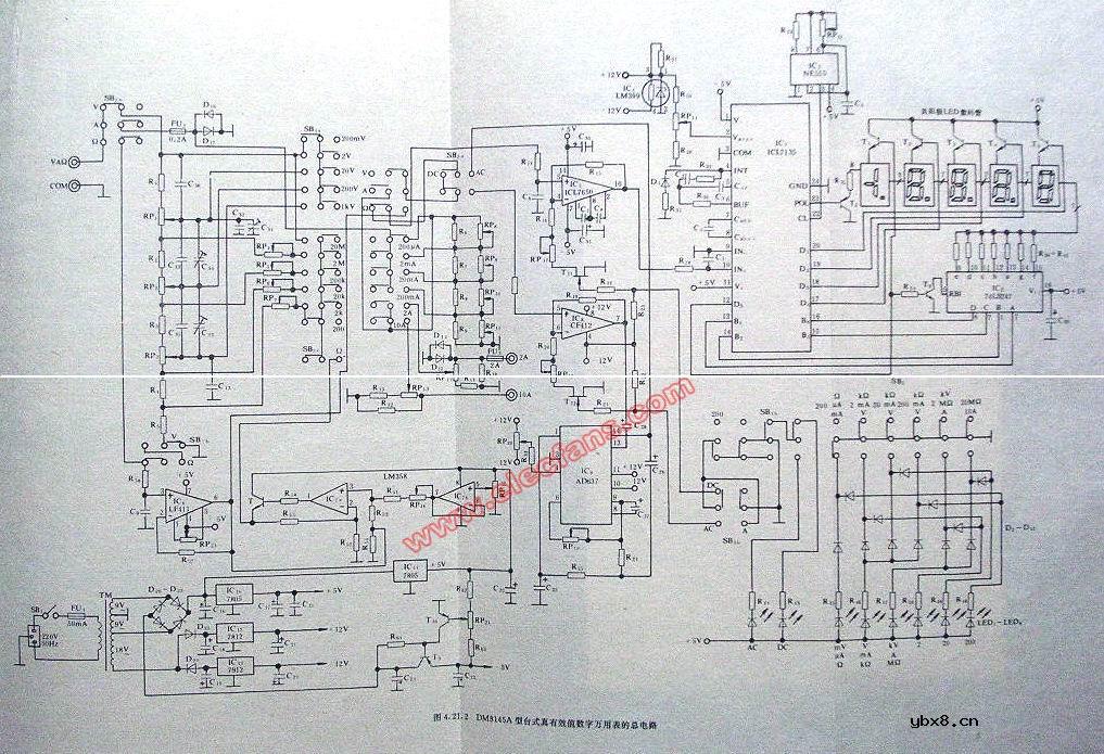 DM8145A型台式真有效值数字万用表的总电路
