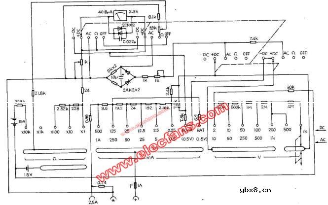MF64型万用表电路图