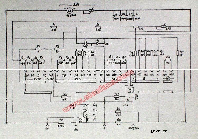 mf47型万用表电路图