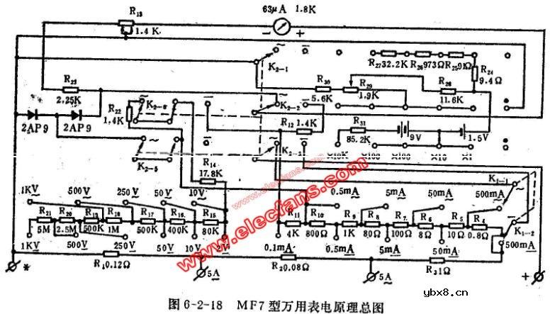 MF7型万用表电路图