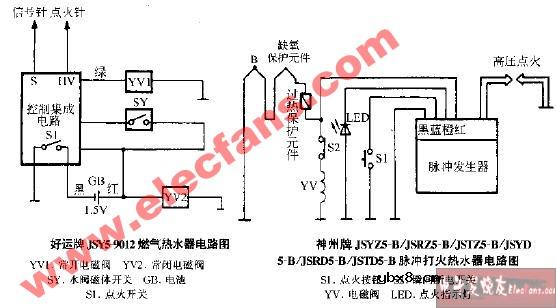好运牌JSY5-9012燃气热水器电路图