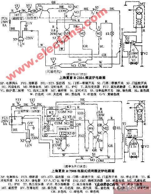 上海夏普R-210A微波炉电路图