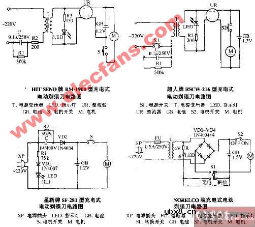 星新牌SF-281型充电式电动剃须刀电路图 星新牌SF-281型充电式电动剃须刀电路图