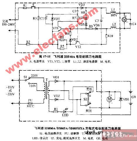 飞利浦HS800A HS805A HS805RXA充电式电动