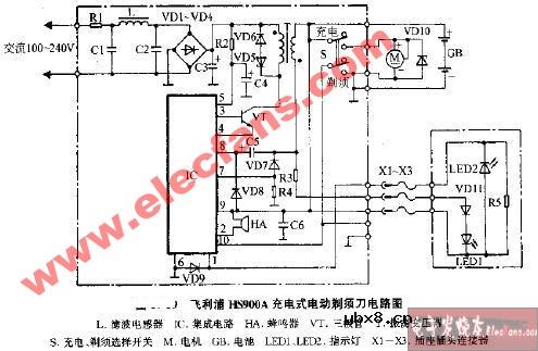 飞利浦HS900A充电式电动剃须刀电路图