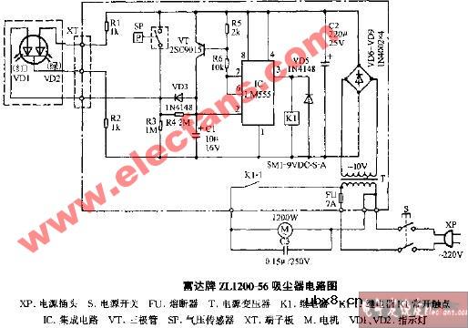 富达牌ZL1200-56吸尘器电路图