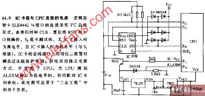 IC卡座与CPU连接的电路