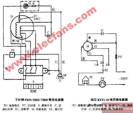 钻石KYT1-25转页扇电路图